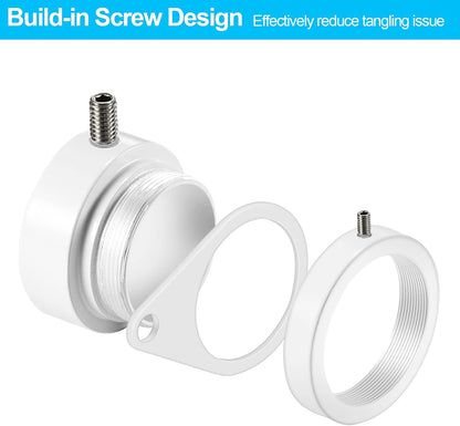 1" White Flag Pole Rings, 2 Pcs Anti Wrap Aluminum Alloy Flag Pole Clips Swivels, 360° Rotating