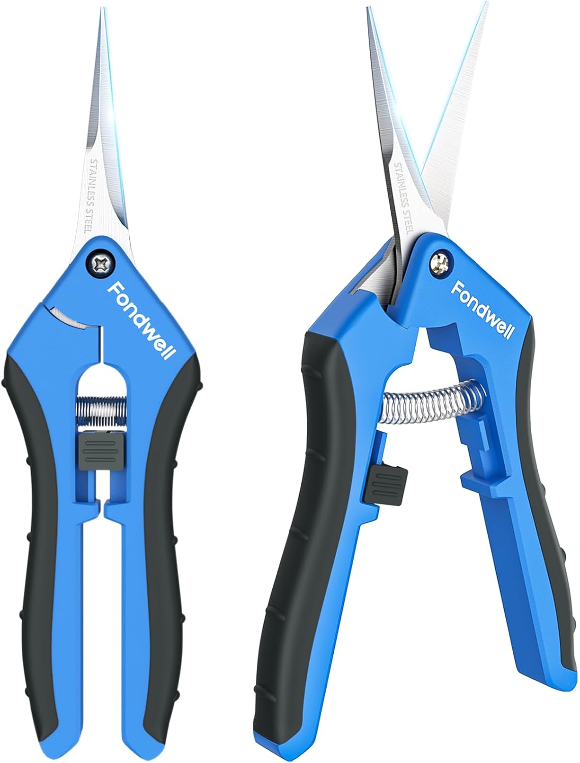 Fondwell 6.5" Pruning Shears Trimming Scissors: 2 Pack of Small Garden Snips with Micro Tip - Plant