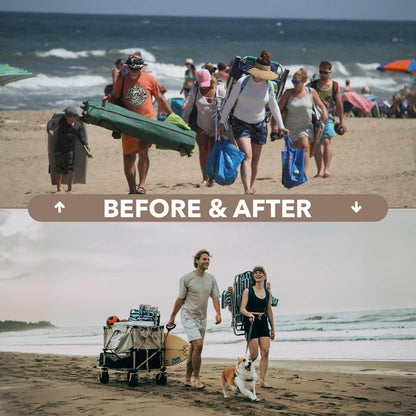 400L Collapsible Folding Double Decker Beach Wagon |Heavy Duty Utility Cart Extender|Supports