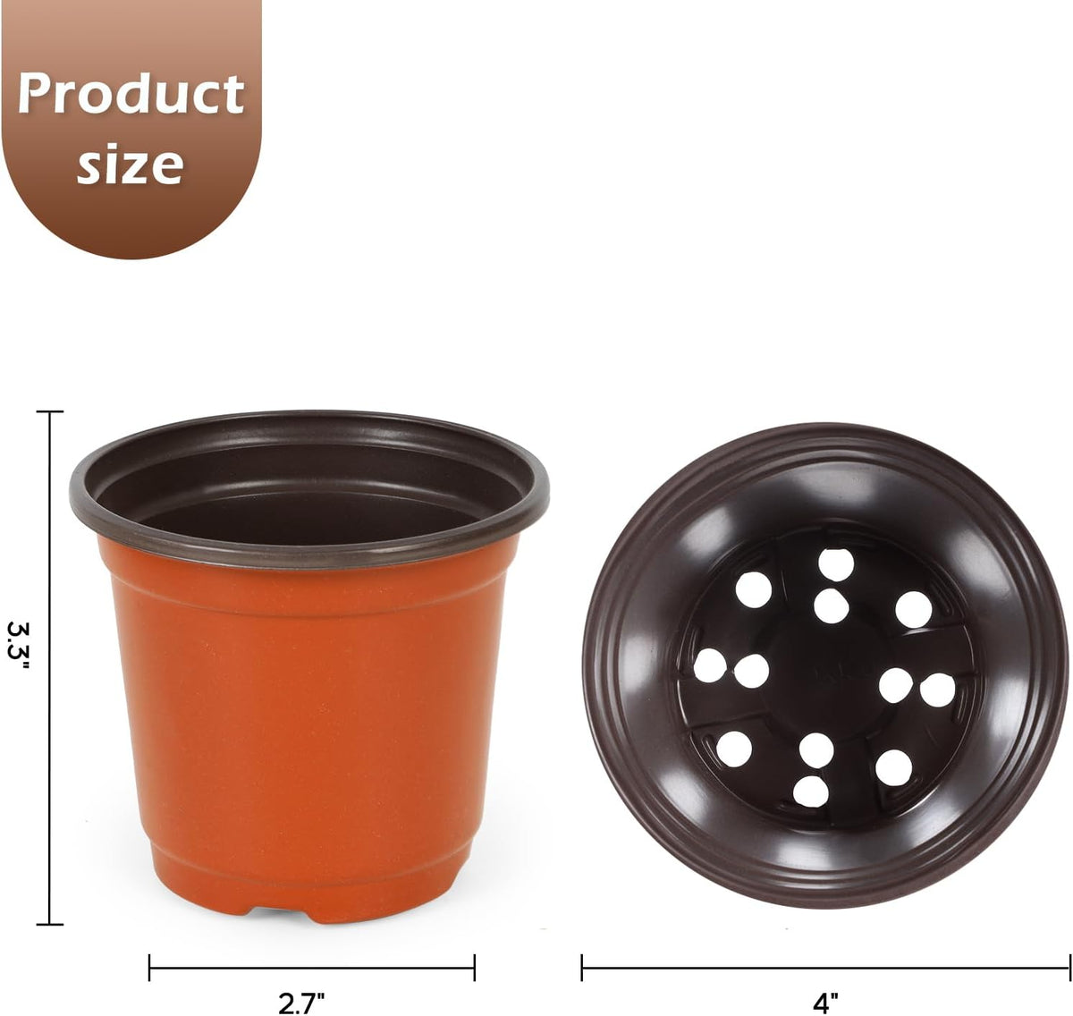 300 Pack 4 Inch Plastic Nursery Pots for Plants, Small Seedling Pots Succulent Pots Flower Pots