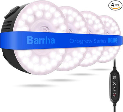 Barrina Orbgrow OG09 Puck Grow Light with Timer, Pinkish White 36W(4 x 9W, 540 Watt Equiv), Full