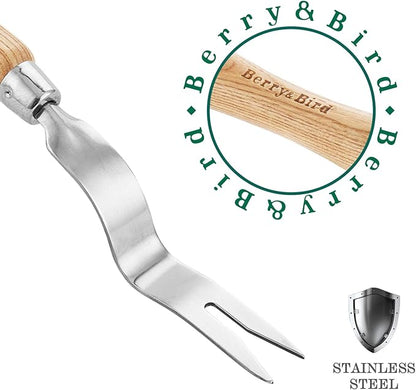 Berry&Bird Hand Weeder Tool, Stainless Steel Gardening Weed Puller, 12.1" Manual Weeding Removal