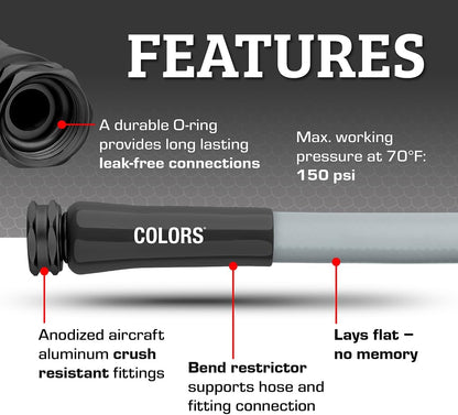 Flexzilla Colors Garden Hose 5/8 in. x 25 ft., Lightweight All-Weather Water Hose, Durable and