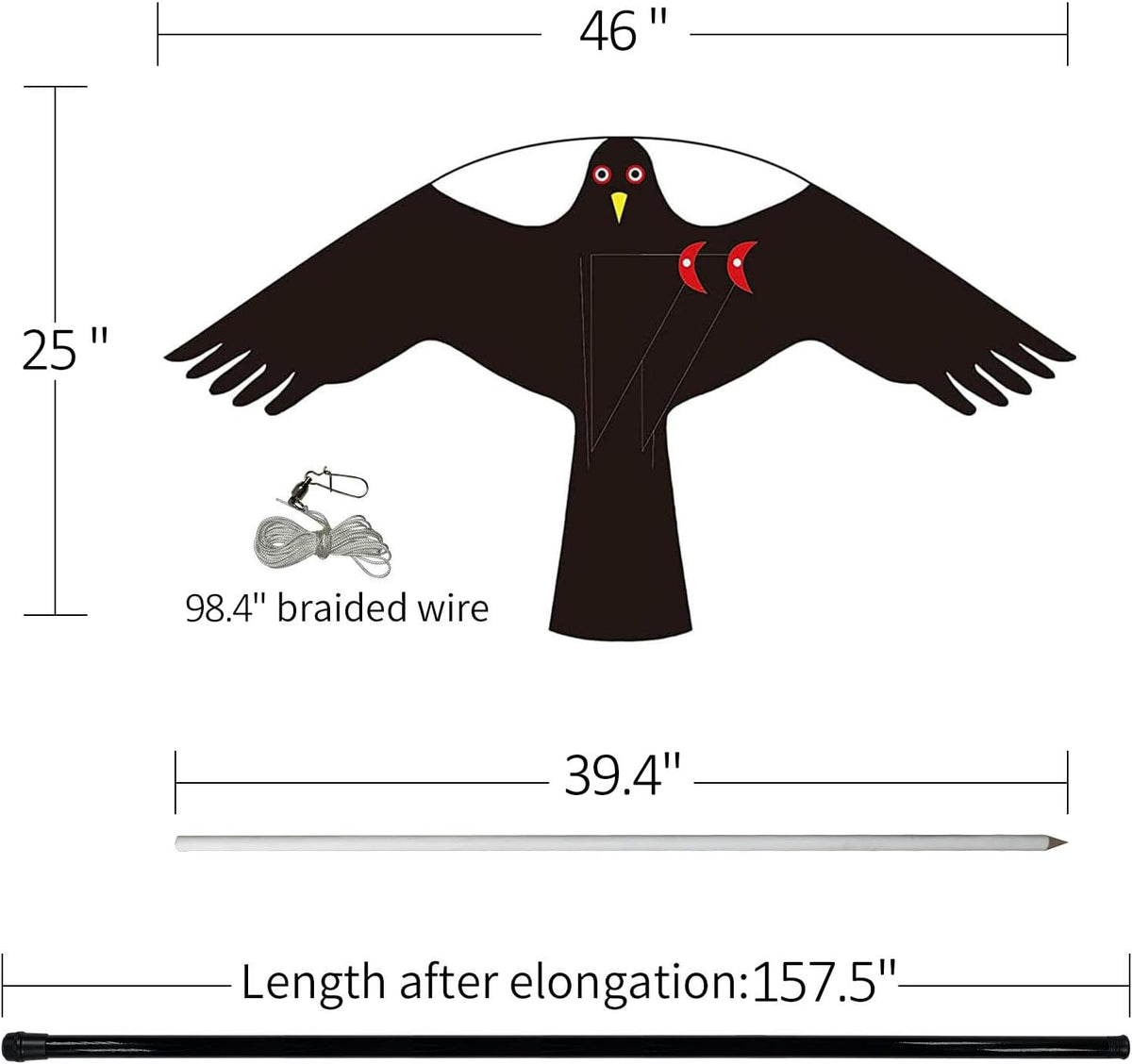 eyijklzo Bird Scarer Flying Kite Crops Farm Flying Bird Hawk Flying Kite