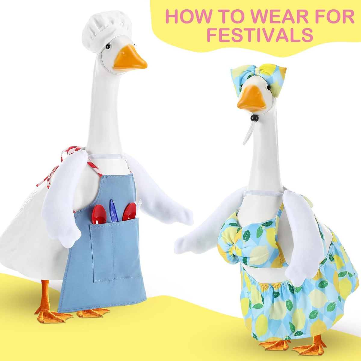 2 Pcs Poseable Goose Wings for 15”- 20" Porch Lawn Goose Outfit Accessories Poseable White Wings