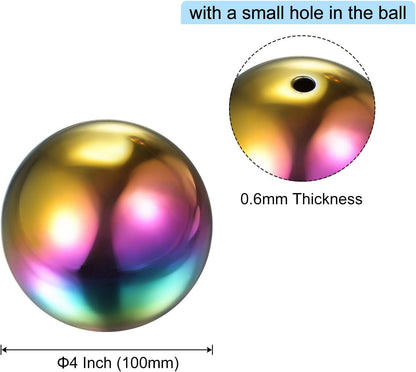 uxcell Rainbow Gazing Ball 4 Inch 100mm Reflective Sphere Polished Hollow Ball, Stainless Steel