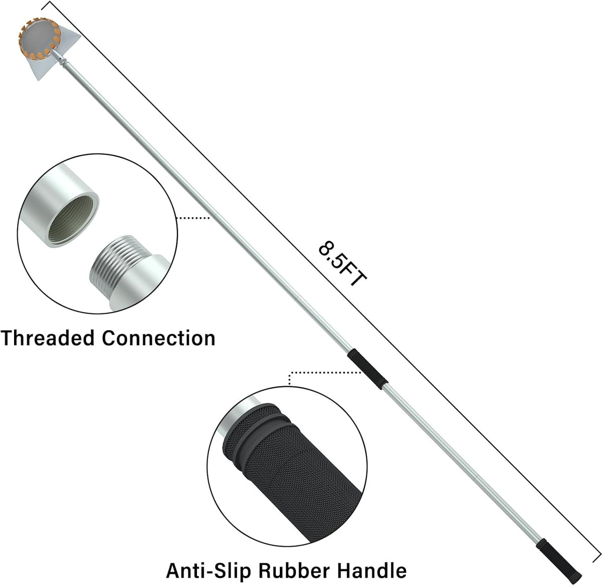 Fruit Picker Tool with 6-Part Extension Pole and Cloth Bag for Gentle Fruit Catching（8FT）