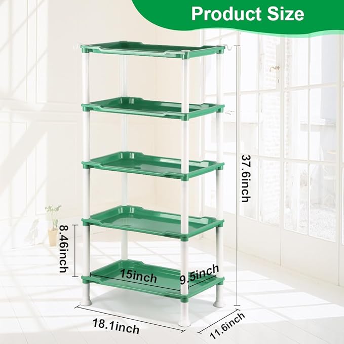5-Tier Seed Stand with 5 Trays, Seed Starting Rack Propagation Rack Kit for Stackable Seedling Tray