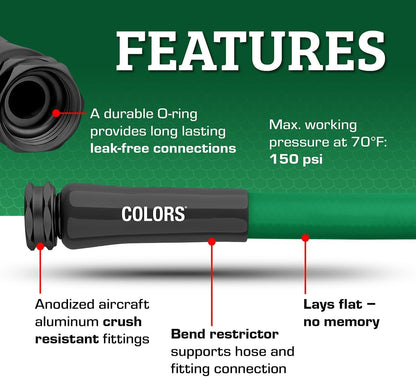 Flexzilla Colors Garden Hose 5/8 in. x 25 ft., Lightweight All-Weather Water Hose, Durable and