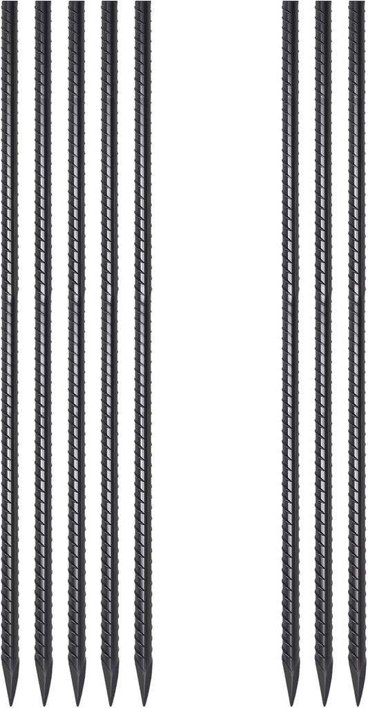 Metal Rebar Stakes 36 Inch 8 Pack Ground Stakes Heavy Duty 1/2 Inch Diameter with Chisel Point End