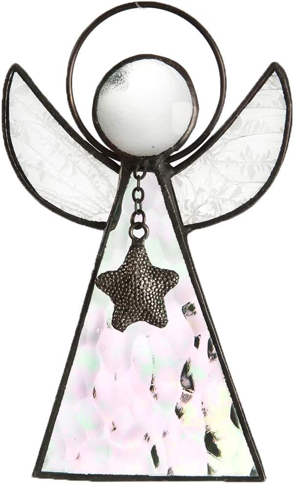 Angel Ornament Sun Catcher Clear Iridescent Stained Glass Window Hanging Christmas Tree Decoration