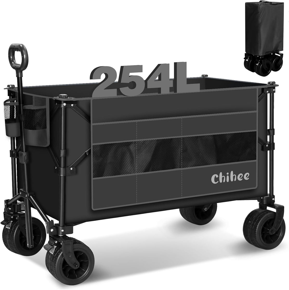 Chihee Garden Cart Collapsible Outdoor Utility Wagon Cart,Folding Beach Cart Oversized Capacity