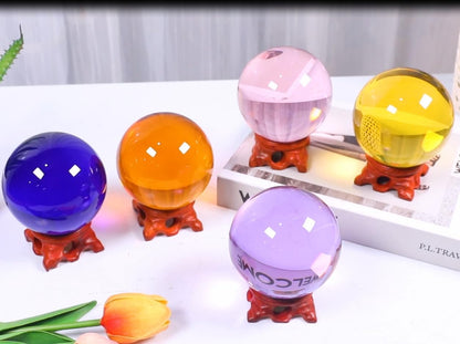 Purple Crystal Ball 60mm Crystal Ball with Wooden Stand and Gift Box for Magic,lensball