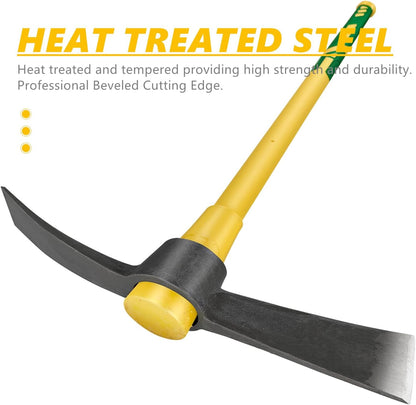 Cutter Mattock, 36" Heavy Duty Pick Axe with Forged Heat Treated Steel Blades Hoe for Weeding