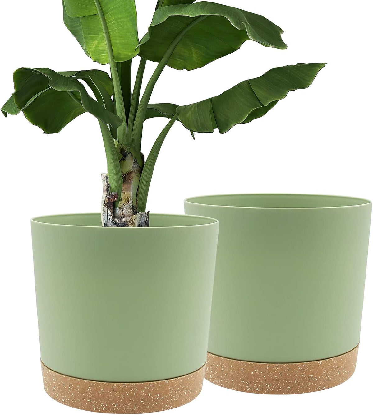 QCQHDU 12 inch Plant Pot, 2 Pack Planters for Indoor Plants with Drainage Holes & Saucer, Outdoor