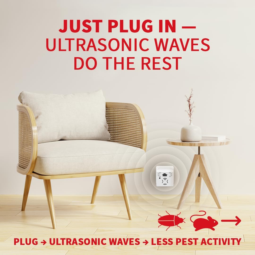 Riddex Sonic Plus Ultrasonic Pest Repeller, Plugs in with extra Outlets Indoor Use - Insect