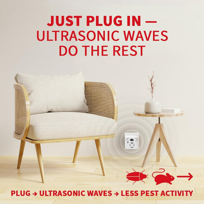 Riddex Sonic Plus Ultrasonic Pest Repeller, Plugs in with extra Outlets Indoor Use - Insect
