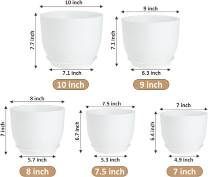Plant Pots 10/9/8/7.5/7 inch Flower Pots with Multi Mesh Drainage Holes, Planters for Indoor