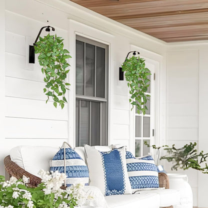 DILATATA Fake Hanging Plants Artificial Hanging Plants 22" Faux Peperomia Hanging Leaves Plants for