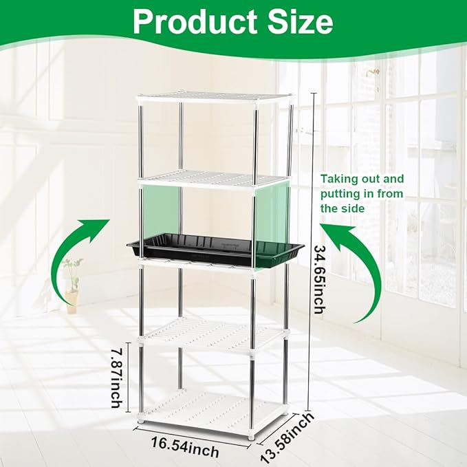 5 Layer Sprouting Tray Storage Shelf, Plant Shelf Nursery Pot Seeding Tray Container Shelves