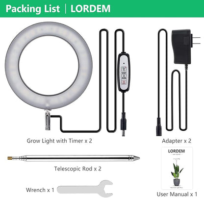 LORDEM Plant Grow Light, Full Spectrum Plant Light for Indoor Plants, Brightness Adjustable LED
