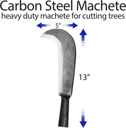 Sickle Garden Tool, Steel Billhook Machete Knife for Cutting Trees Heavy Duty, Hand Grass Weeding