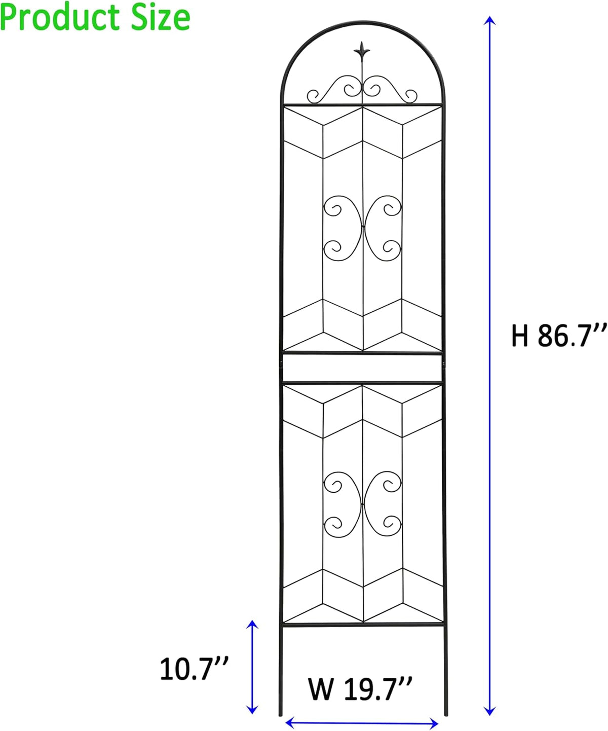 2 Pack 87x20in Garden Trellises with Black Metal Coating, Trellis for Climbing Plants Outdoor