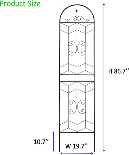 2 Pack 87x20in Garden Trellises with Black Metal Coating, Trellis for Climbing Plants Outdoor
