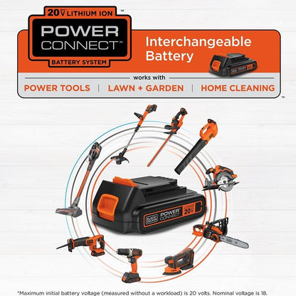 BLACK+DECKER 20V MAX Cordless Hedge Trimmer, Battery and Charger Included, 22 Inch Steel Blade