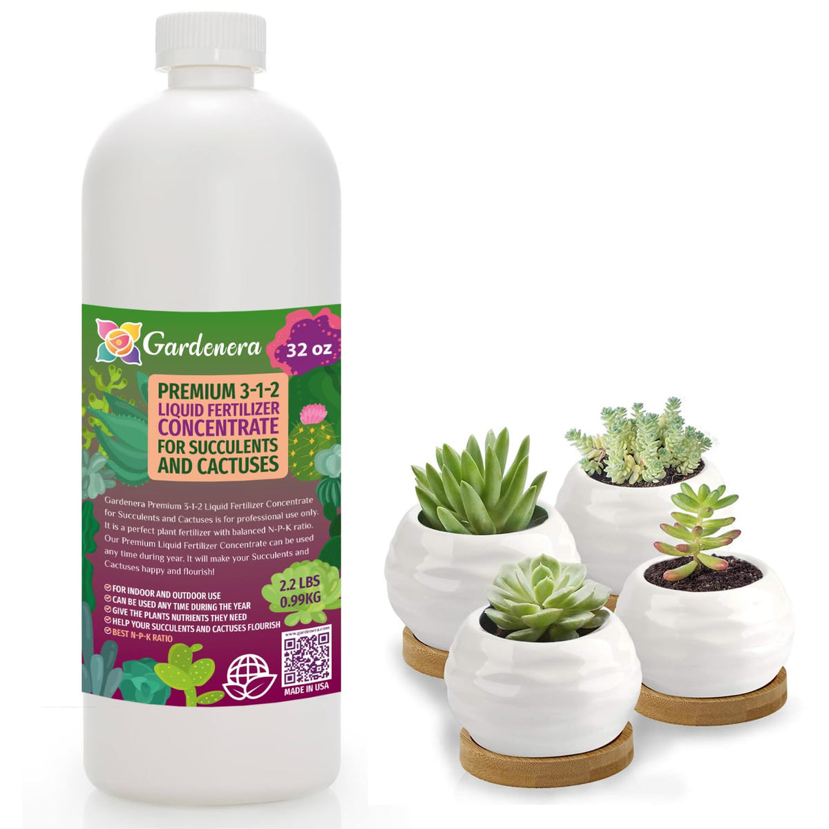 Premium Liquid Succulent Plant Fertilizer - 3-1-2 Concentrate for Indoor Plants and Flowers by
