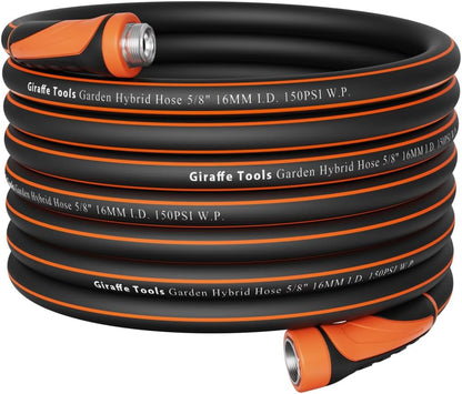 Giraffe Tools Garden Hose 100ft x 5/8", Water Hose Heavy Duty, Flexible, Lightweight Hybrid Hose
