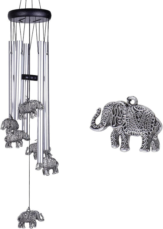 Outdoor Elephant Wind Chimes Indoor Decor - Pure Hand-Made Mobile Romantic Windcatcher 28" Elephant
