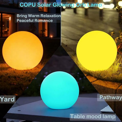 10-in Solar Globe Light Outdoor Waterproof, Dimmable Solar Balls for Garden w/Remote, Glowing Orb