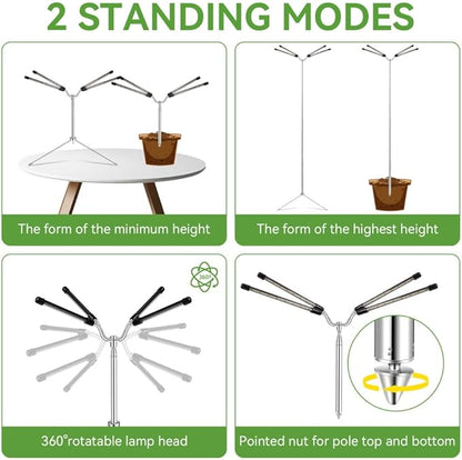 Grow Lights for Indoor Plants Full Spectrum,15-62 Inches Height Adjustable Dsektop and Standing