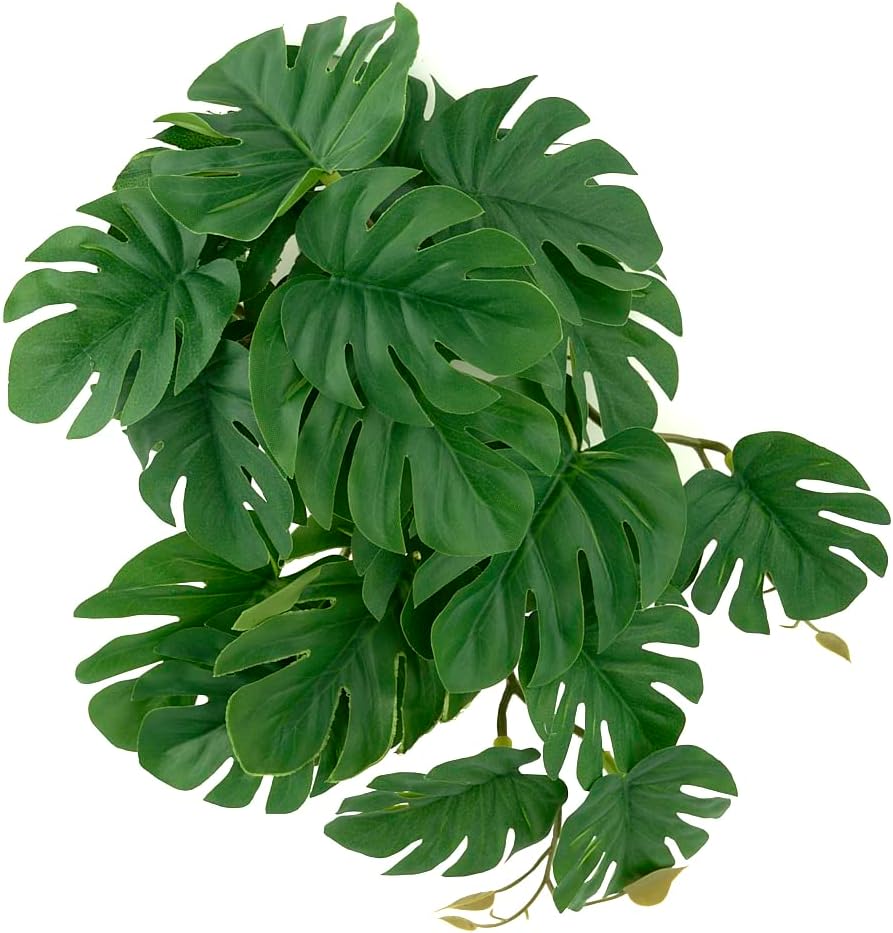 Reptile Plants for Terrarium, Amphibian Habitat Decor Artificial Hanging Plants with Suction Cup