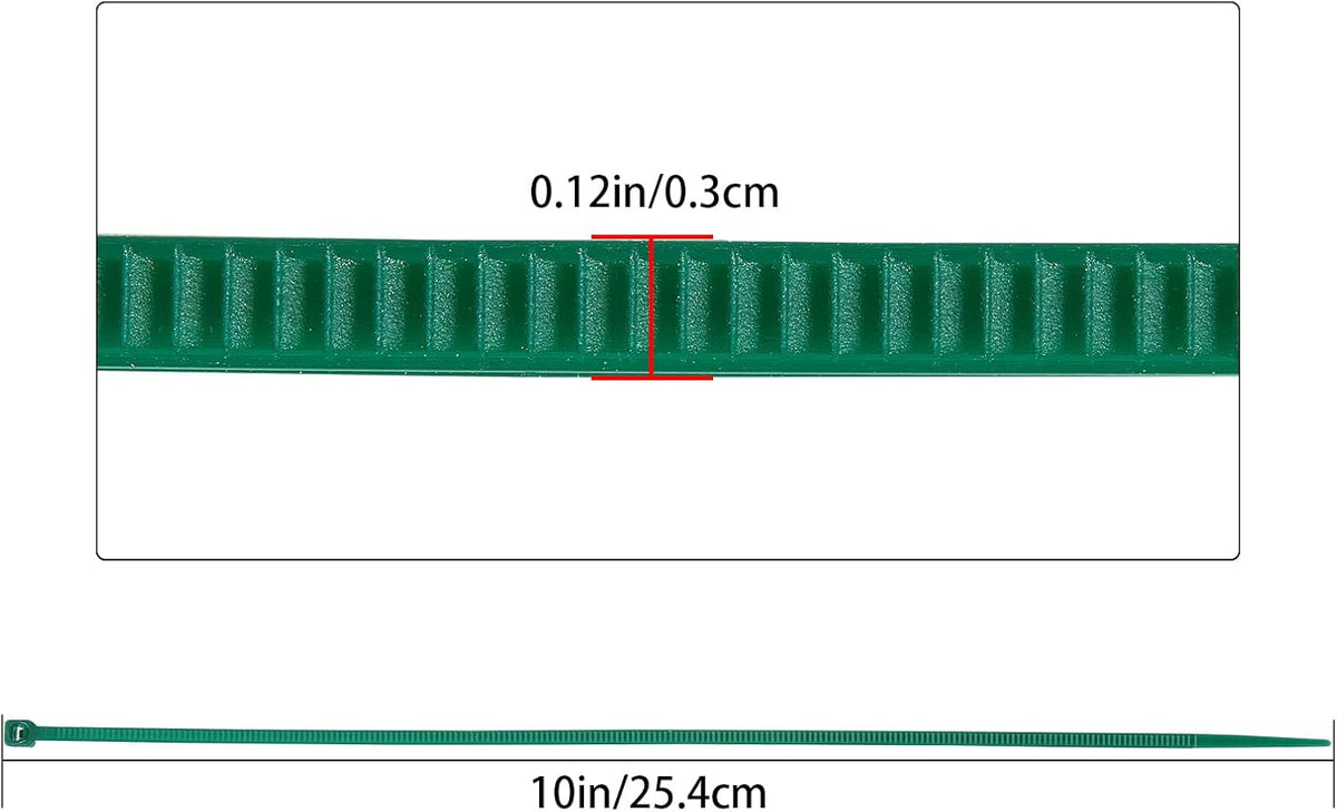 10 inch 3mm Dark Green Nylon Garden Cable Zip Ties Self Locking Cable Ties Twist Ties