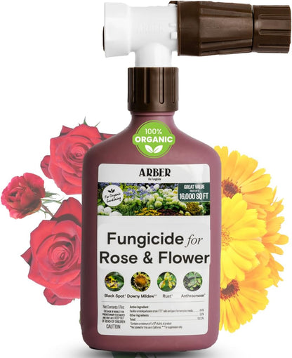 Organic Fungicide for Rose & Flower | 16oz Ready-to-Spray | Controls Powdery Mildew, Black Spot