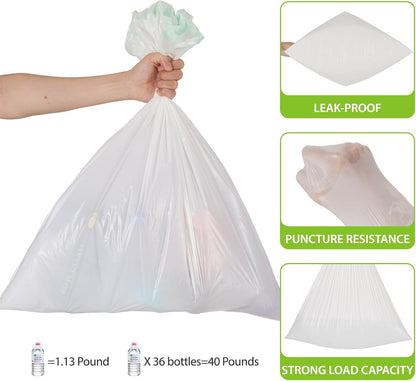 Large Trash Bag 13 Gallon Tall Drawstring 100% Post-Consumer Recycled Garbage Bag Waste Bag for