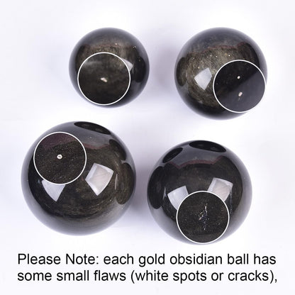 JIC Gem Large Golden Obsidian Crystal Sphere Quartz Crystal Ball with Stand Healing Ornament