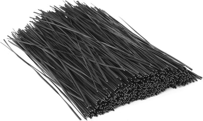 1000 pcs 8 inch Black Cable Twist Ties Plastic Twist Ties with Rugged Metal Innercores Reusable