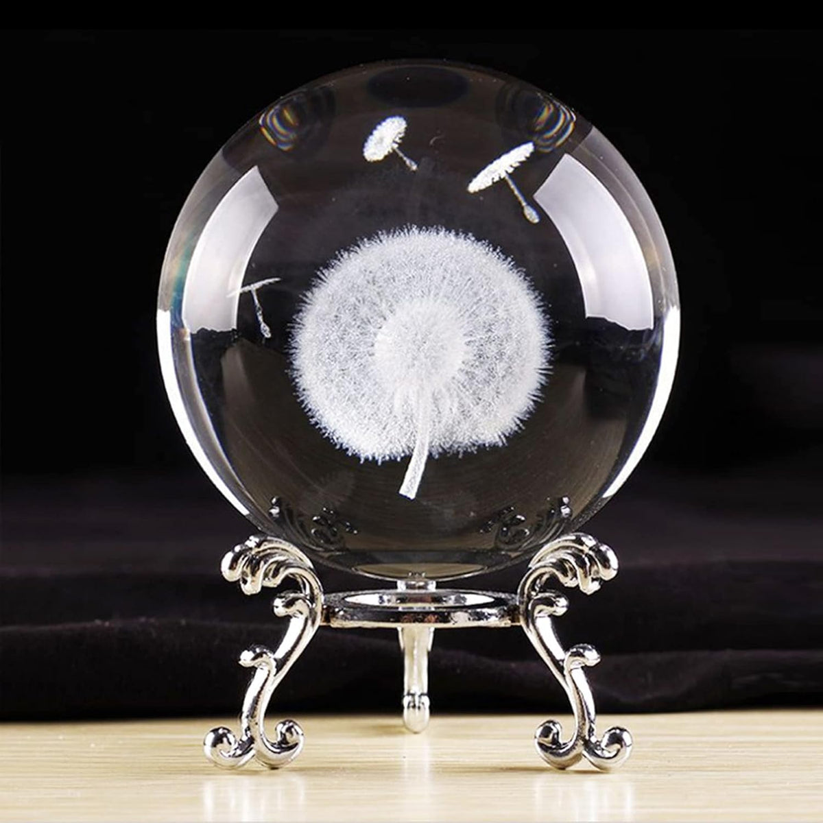 Crystal Ball Glass Globe Decor - Sphere with Stand & Gift Box, Clear Decorative Globe, 3D Crystal
