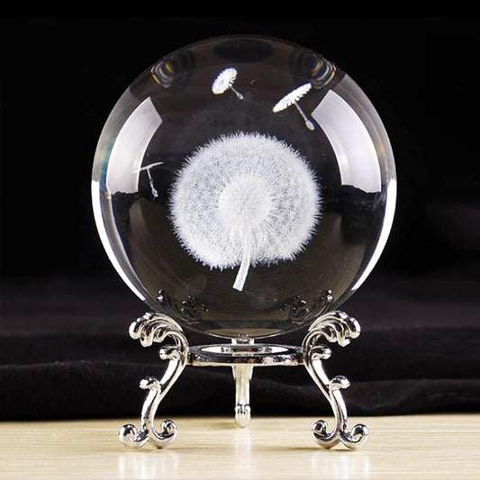 Crystal Ball Glass Globe Decor - Sphere with Stand & Gift Box, Clear Decorative Globe, 3D Crystal