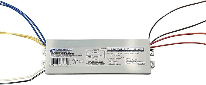 Robertson RSW234T12120 (3P20132) Fluorescent Electronic Ballast, 120Vac, for 1 or 2 T8 Lamps