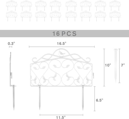 Evelyne Decorative Garden Border Edging: Faux Wrought Iron Leaf & Bird Design