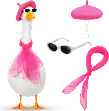 Yaomiao 3 Pcs French Porch Goose Outfit Set for 23'' 17'' Cement Plastic Lawn Goose Costume 50s