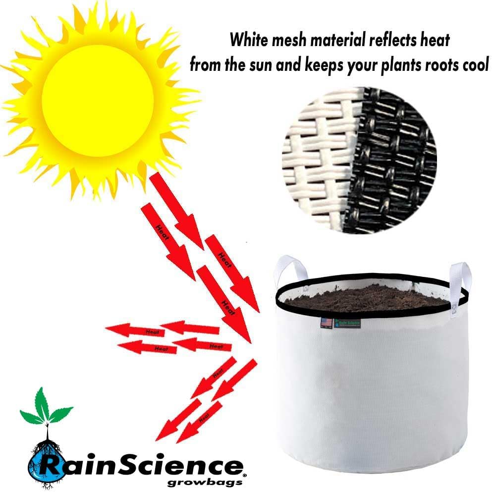 Commercial Grow Bag Pack of 10, Air Pruning Mesh Fabric Plant Containers (3 Gallon, White)