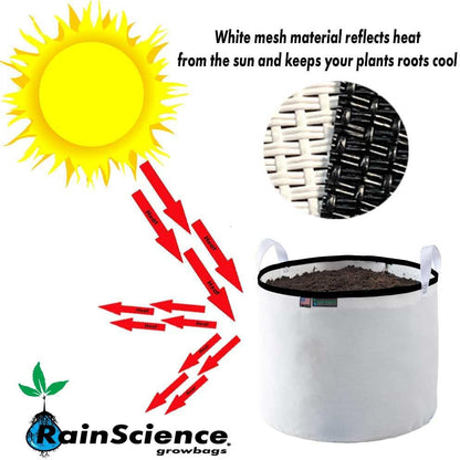 Commercial Grow Bag Pack of 10, Air Pruning Mesh Fabric Plant Containers (3 Gallon, White)