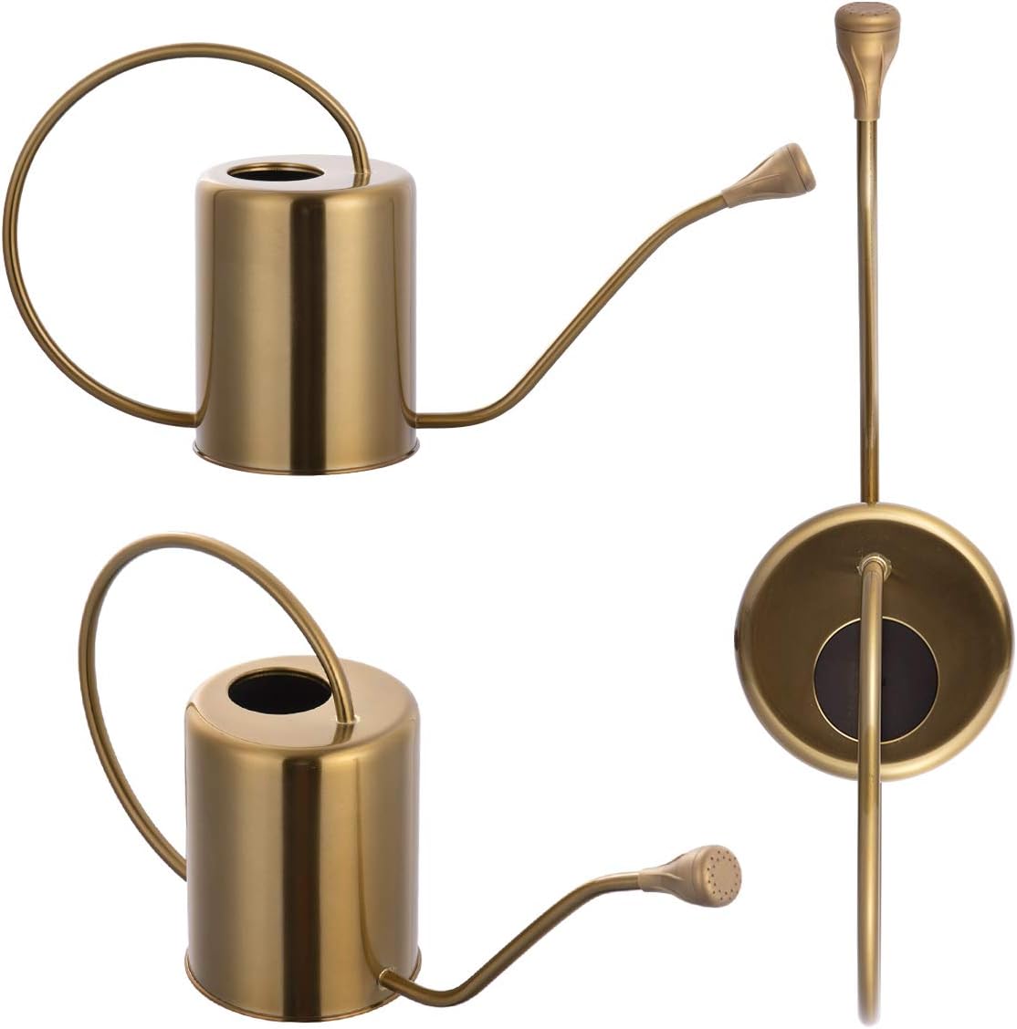 1/2 Gallon 68oz Long Spout Stainless Steel Gold Colored Watering Can for Indoor Plant Watering or