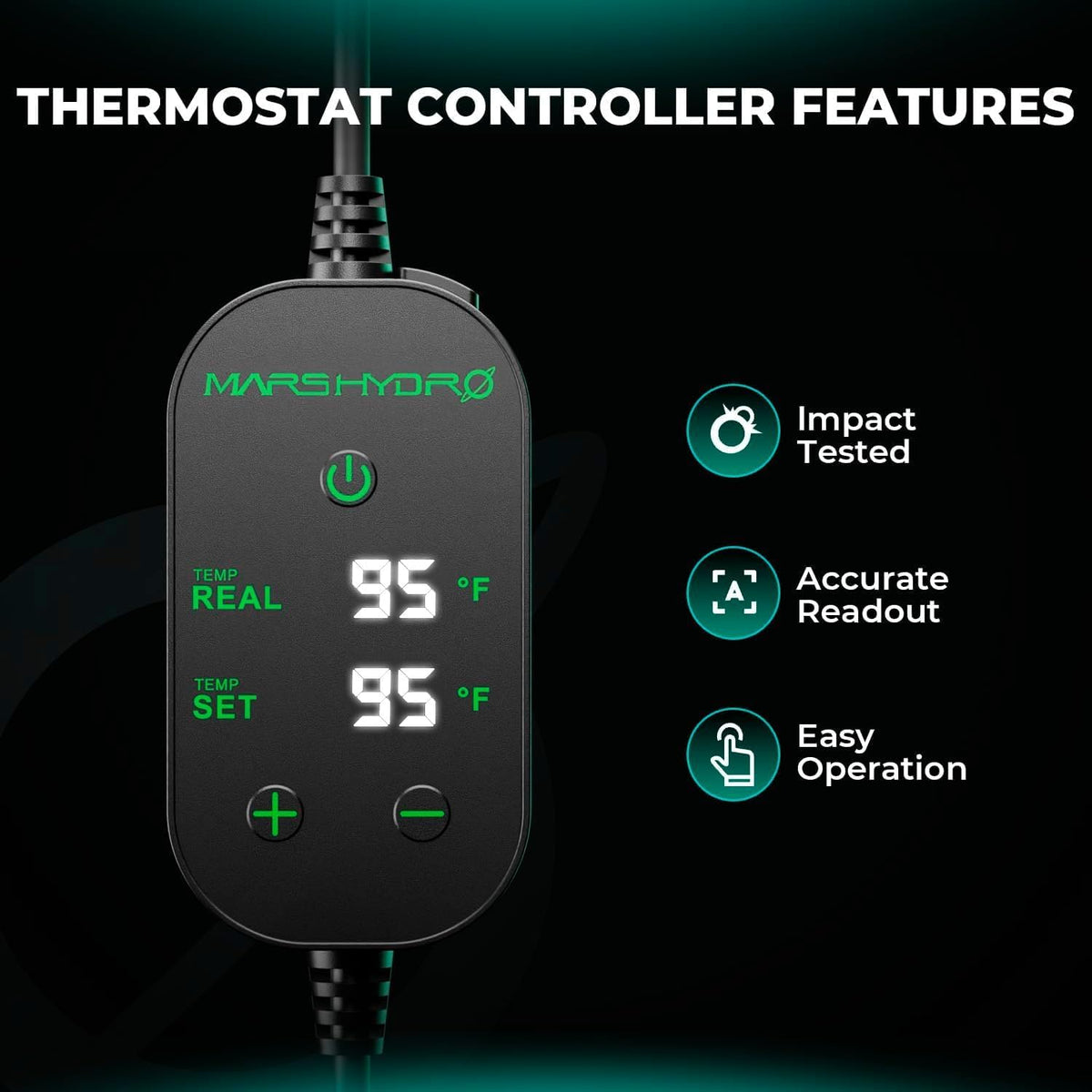 MARS HYDRO 48''x 20.75'' Seedling Heat Mat with Thermostat Heating Pad IP67 Waterproof, Easy to