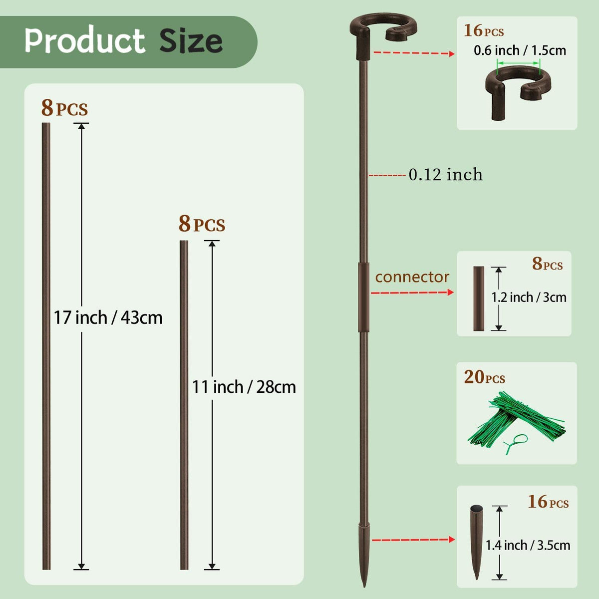 Invisible Orchid Sticks 17 inch &11 inch SupKing 16Pcs Plant Stakes with Clips for Support Small